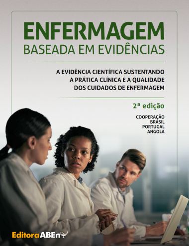 A imagem mostra a capa de um livro intitulado “Enfermagem baseada em evidências: a evidência científica sustentando a prática clínica e a qualidade dos cuidados de enfermagem”.